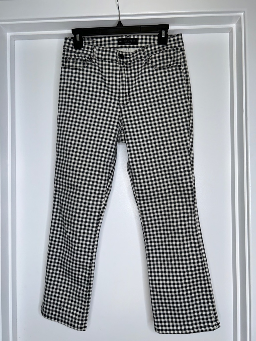 Sanctuary Black and White Gingham Lined Connector Kick Crop Jeans s28